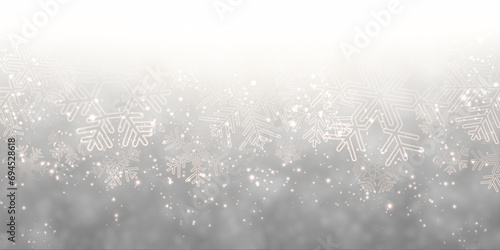 White and silver snow banner with beautiful snowflakes.