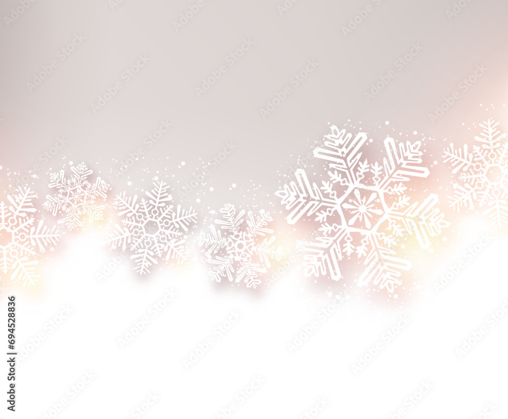 White and beige snow banner with beautiful snowflakes. White and beige snow banner with beautiful snowflakes.