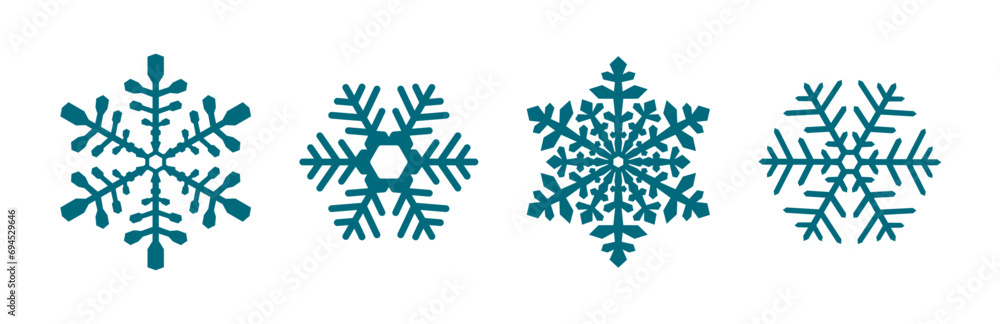 Set of detailed blue snowflake icon collection isolated on white background. Set of detailed blue snowflake icon collection isolated on white background.