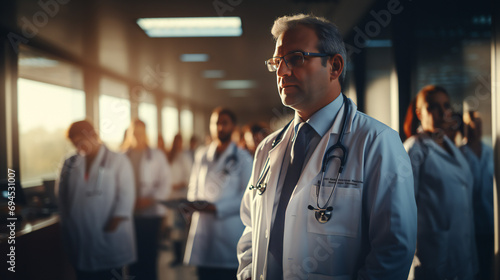 A Photo Of Doctors During A Morning Staff Meeting  photo