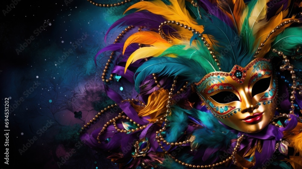 A vivid carnival background filled with lively colors, masks, and festive flair