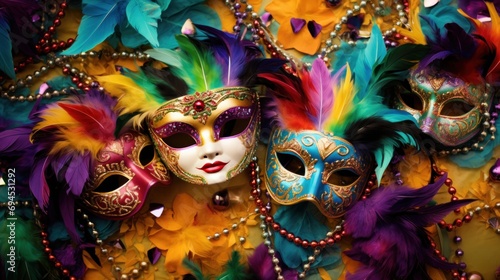 A vivid carnival background filled with lively colors, masks, and festive flair © ArtCookStudio