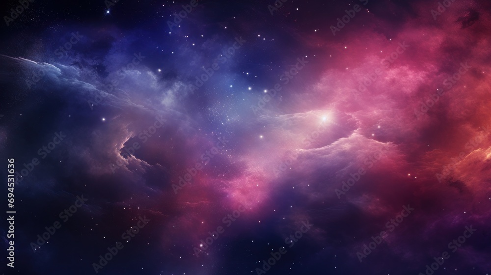 Vibrant space background with swirling nebulae, stars, and a cosmic expanse for text