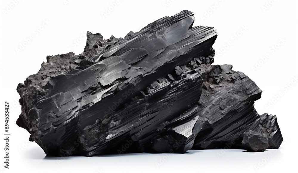 Natural coal ore isolated on white background closeup