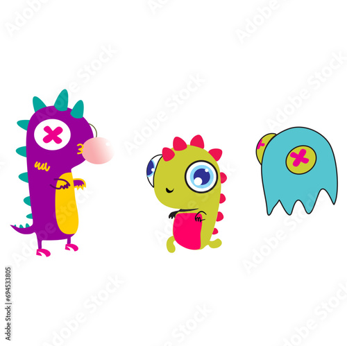 Colorful Cartoon Monsters Set for Children's Entertainment and Education