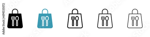Take away food vector icon set. Food bag take away vector illustration. Food takeaway isolated design vector illustration for Ui designs. photo