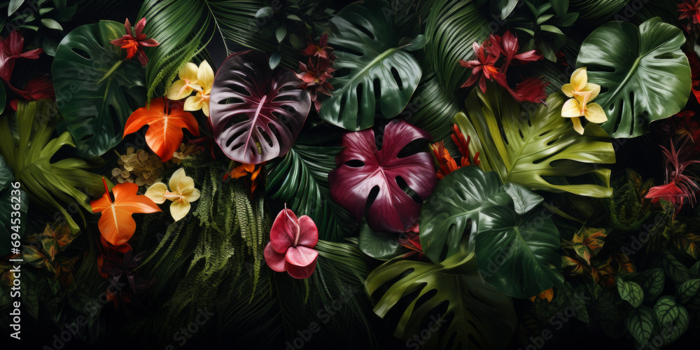 abundant tropical foliage backdrop 