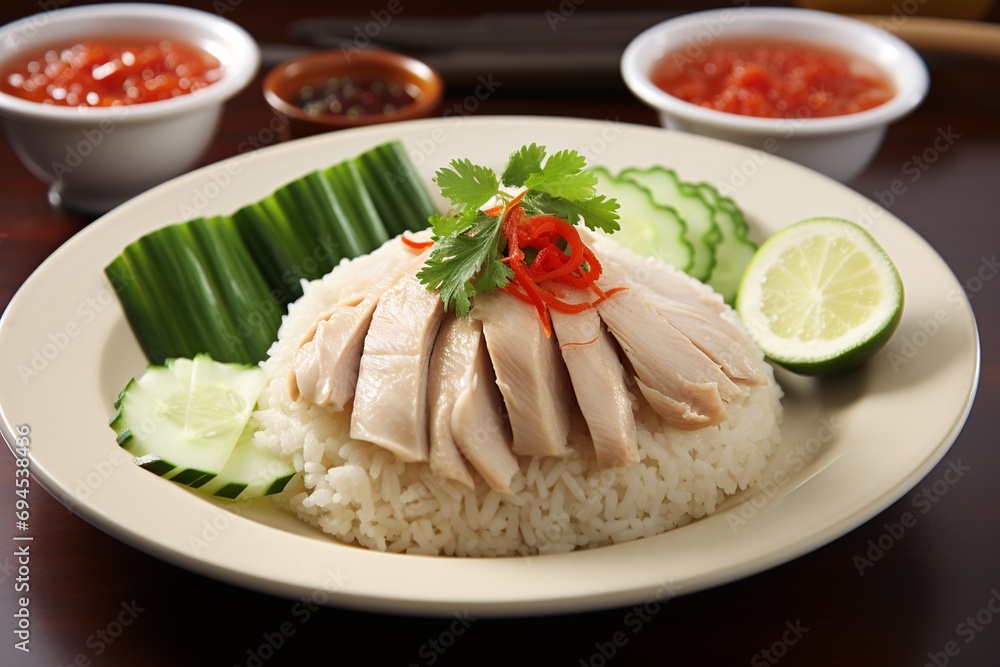 Hainanese Chicken Rice Delight: Simplicity and Flavor in Minimalist Style Hainanese Chicken Rice Delight: Simplicity and Flavor in Minimalist Style