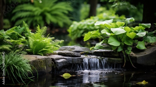 An area of water surrounded by lush greenery that showcases the relaxing and elegant aspects of water gardening.