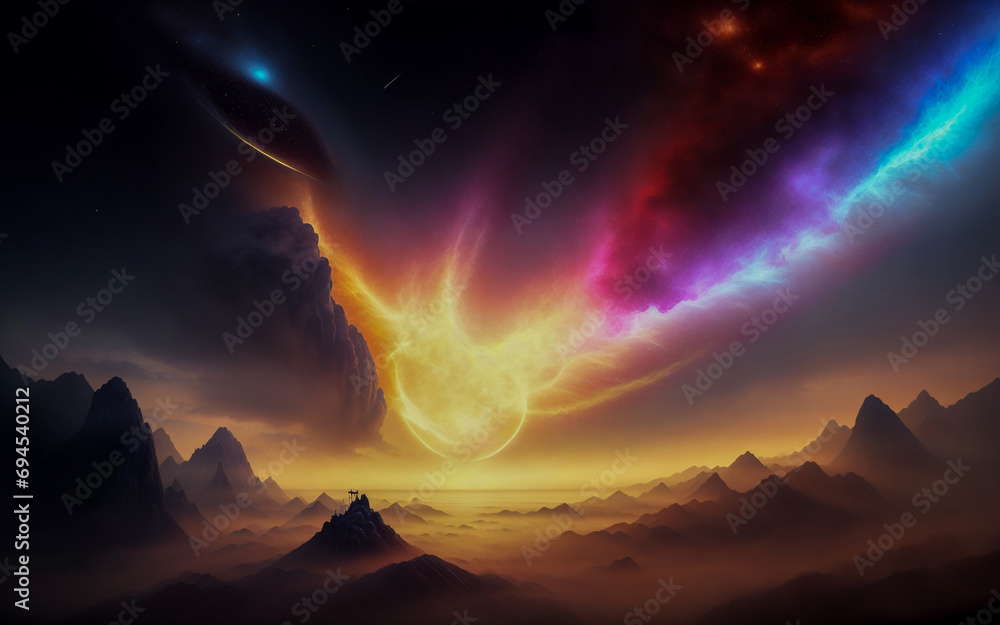 space planets abstraction illusion stars nebula burn