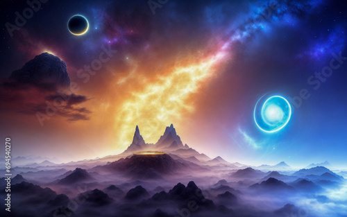 space planets abstraction illusion stars nebula burn