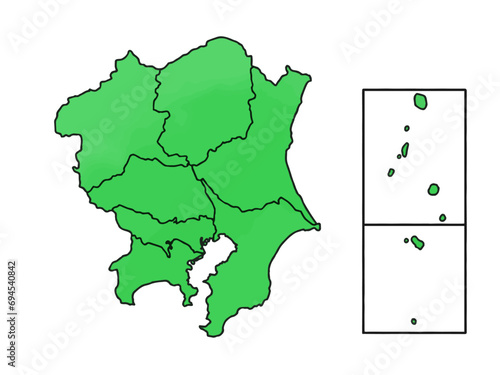 少しゆるい関東地図 県境入り