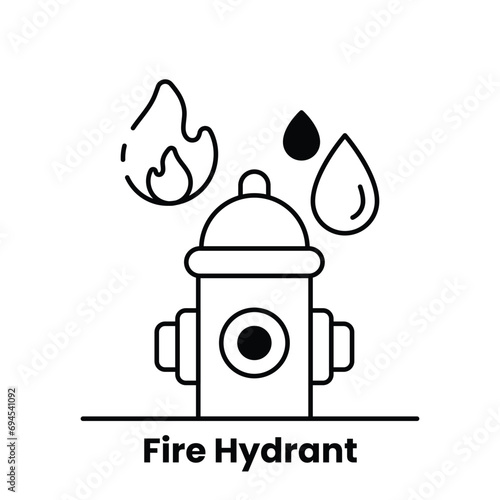 
Fire hydrant, icon, safety, emergency, water source, urban, infrastructure, vector, isolated, red, design, hydrant symbol, illustration, fire department, extinguisher, public, street, hydrant sign