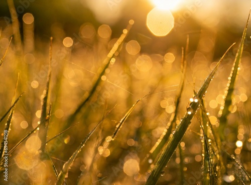 Sunny grass field in the countryside background/wallpaper, closeup, macro photography