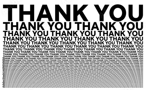 Thank you black and white card composed of big amount of decreased words.