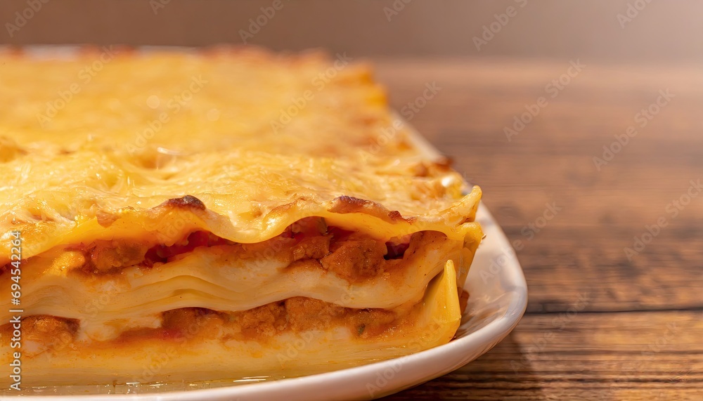 Crispy Cheese Lasagna Top Layer with Copyspace