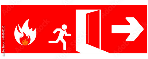 Emergency fire exit sign vector design. photo