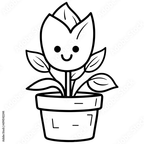Cheerful Potted Plant Character | Perfect for Kids' Educational Content