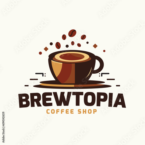 Coffee shop  concept coffee cup coffee bin logo design template