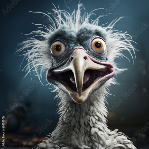 3d rendering closeup bird big beak with a dramatic studio background. Generative AI © Gennie Fx