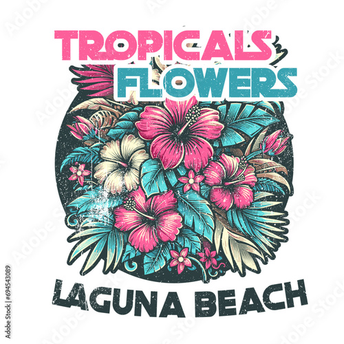print design vector flowers beach, poster flowers laguna beach.