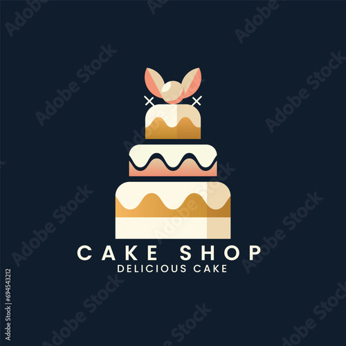 Delicious food concept cake bakery shop logo design vector template