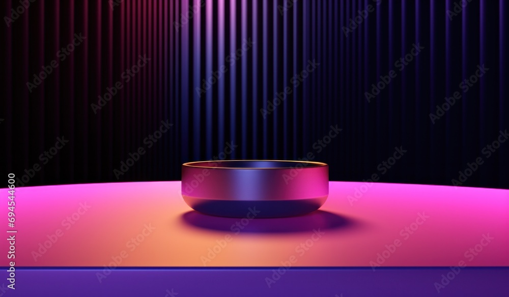 round circular neon globe and white base on a dark background neon round circular neon globe and white base on a dark background neon