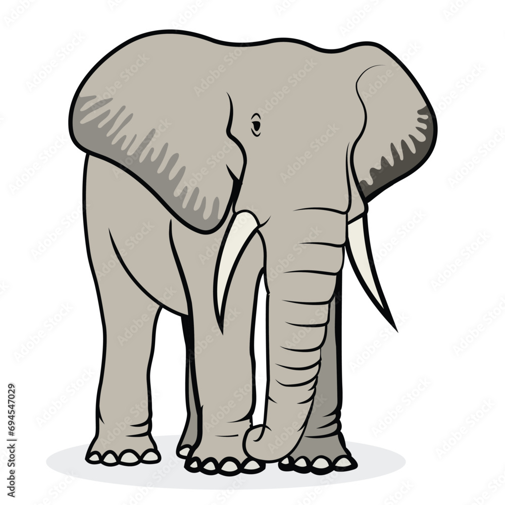 Elephant isolated on white background cartoon style vector illustration