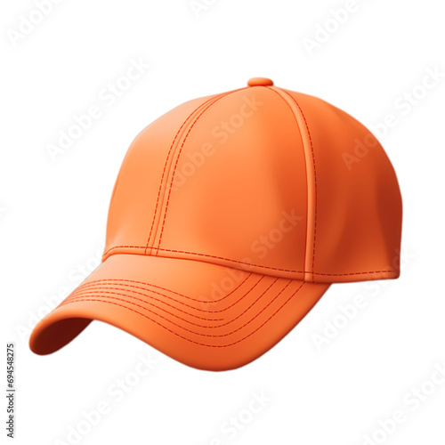 Orange baseball cap isolated on transparent background photo