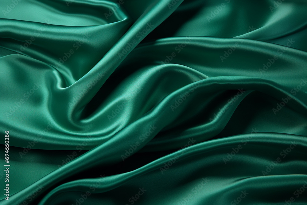 Image photo of dark green satin drape material, glossy Image photo of dark green satin drape material, glossy