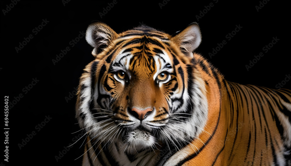 Obraz premium Portrait of a Tiger with a black background