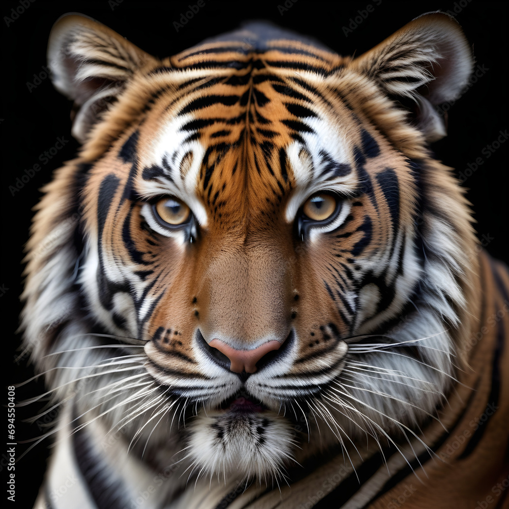 Fototapeta premium Portrait of a Tiger with a black background