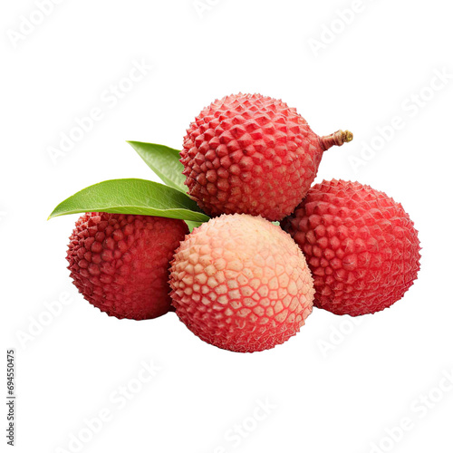  Fresh lychee or litchi fruit isolated on transparent background
