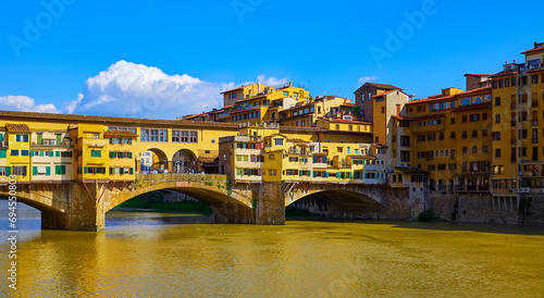 Florence (Firenze, Italy. Panoramic view to ancient bridge Ponte