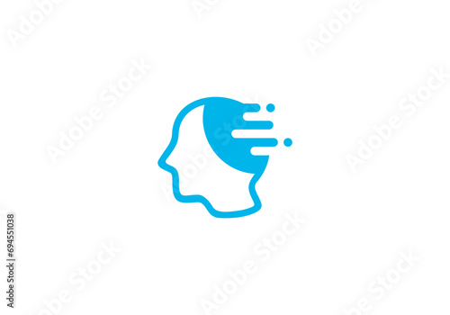 creative mind fast logo design, head tech icon symbol template
