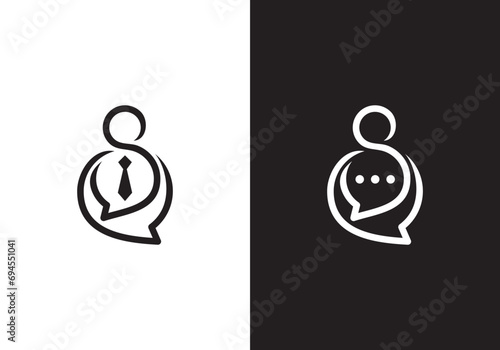 find job logo design. creative chat talk symbol icon template photo