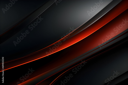 Dark grey black abstract background with red glowing curve lines design for social media post, business, advertising event. Modern technology innovation concept background photo