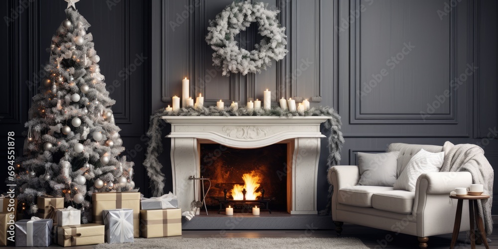 Festive living room with holiday decor Festive living room with holiday decor