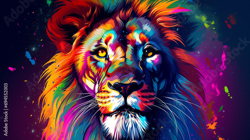 Cosmic Lion Majesty  A Vibrant Artistic Interpretation