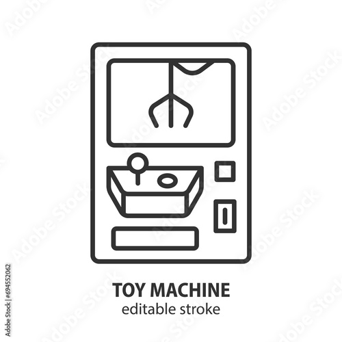 Claw crane machine line icon. Toy vending machine vector symbol. Editable stroke.