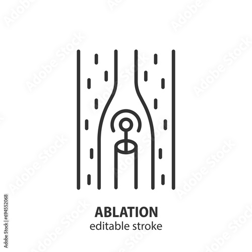 Radiofrequency ablation line icon. Varicose veins vector symbol. Editable stroke.