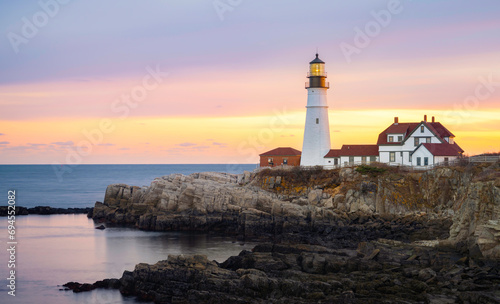 Portland Head Lighthouse at sunset