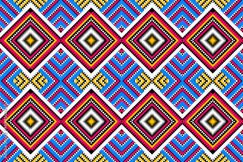 Ethnic design pattern.ethnic tribal geometric Triangular shape arranged in a row.ethnic stylish fabric geometric Orange, white, yellow, black background texture vector set. Unique folk, national cultu