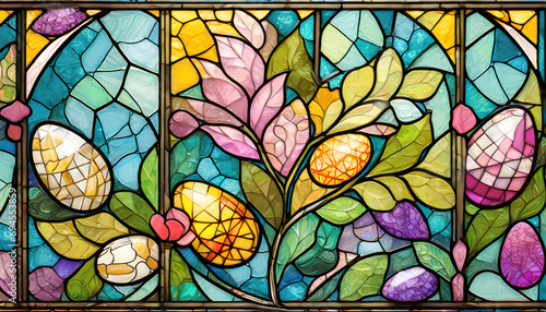 stained glass window, easter, concept, background, artwork, happy, eggs,  photo