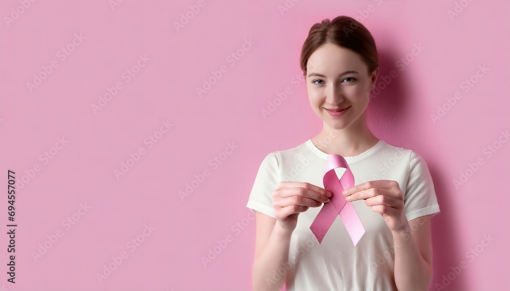 Awareness Campaign Symbolized by a Woman with a Pink Ribbon. The ...