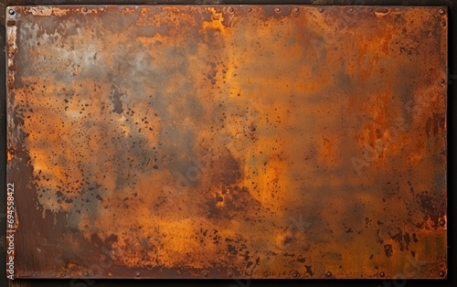 Rusted metal panel. Grunge texture background. Corrosion on a steel.