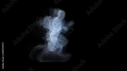 Running man - smoke or ghost apparition - isolated on black background with mask pass, VFX element, 4K Pro Res, 60fps photo