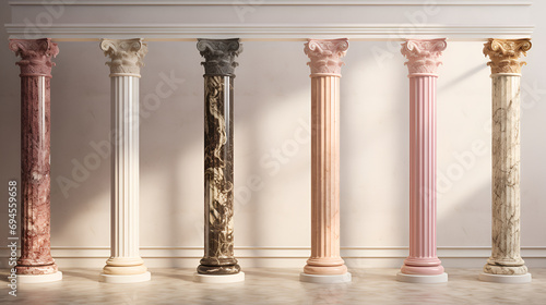 Marble columns are delicate colors photo