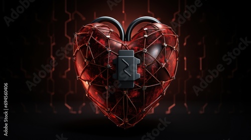 An image portraying love as a guarded and esteemed emotion, featuring a heart secured with a protective padlock. photo