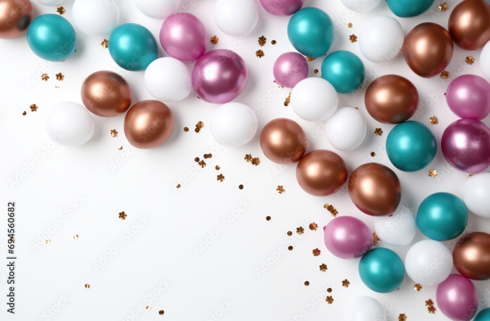 white background with pink, silver and blue balloons white background with pink, silver and blue balloons